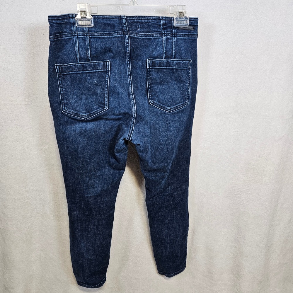 Pilcro Anthropologie High Rise Skinny Jeans Dark Wash Sailor Button Blue Size 30 - Picture 5 of 11